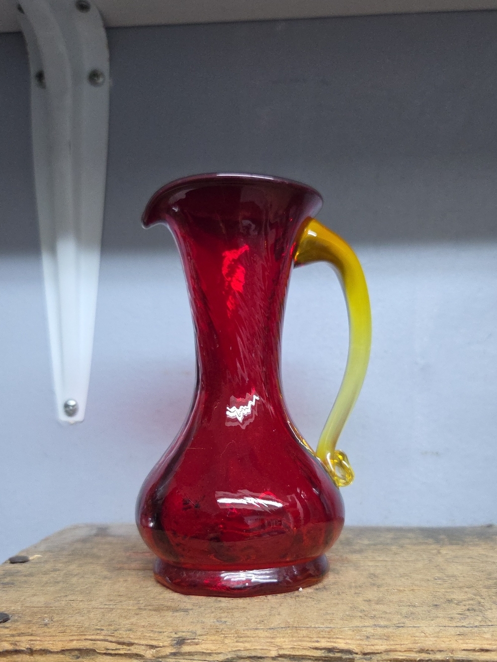 Vintage Kanawha Glass Pitcher Amberina Red To Yellow Hand Blown